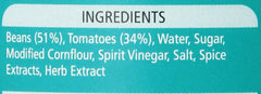 Close up of Heinz Baked Beans label design, iconic UK packaging for a reliable pantry staple
