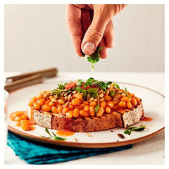 HEINZ Baked Beans label details gluten-free and low-fat benefits