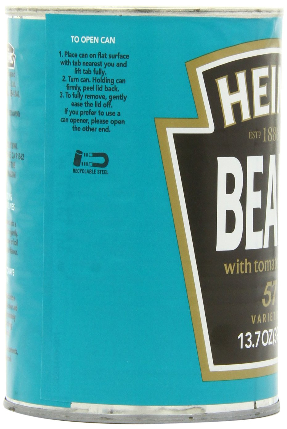 Nutrition panel highlight on Heinz Beans cans, signaling essential vitamins and minerals.