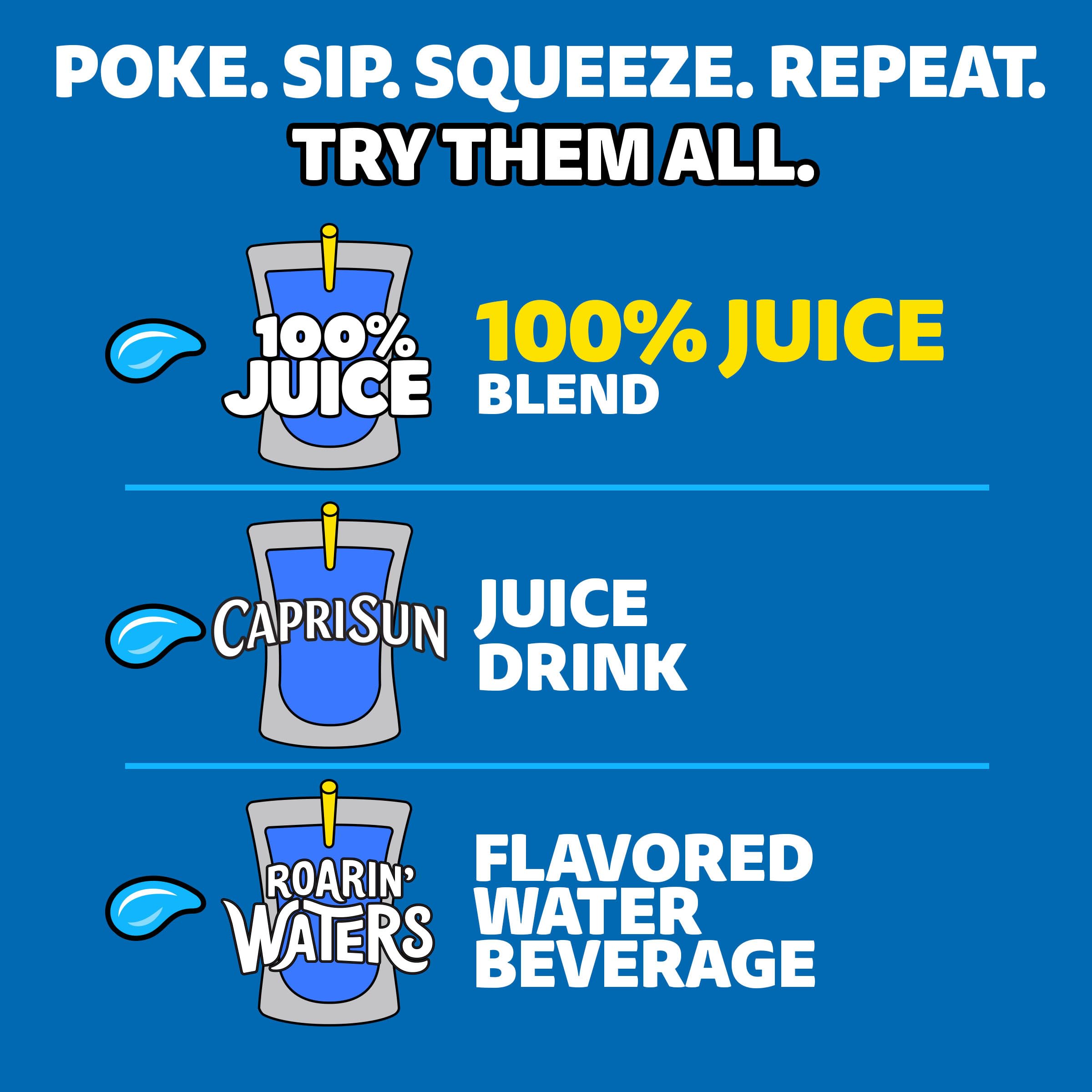 Capri Sun being poured into a glass demonstrates serving idea.