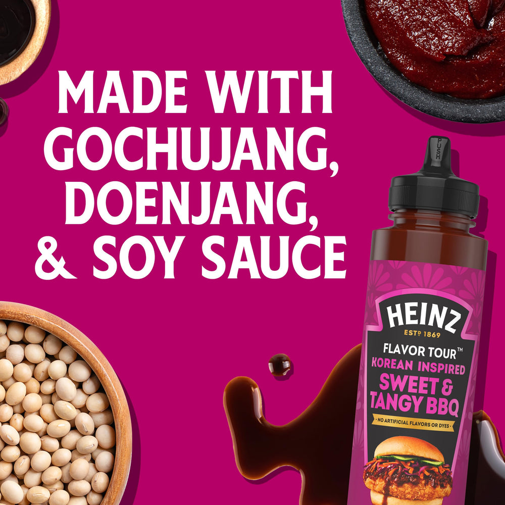 Heinz Flavor Tour sauce on a grilled burger showcasing bold, global flavor.