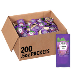 Heinz Grape Jelly packets front view, ideal for quick breakfast service.