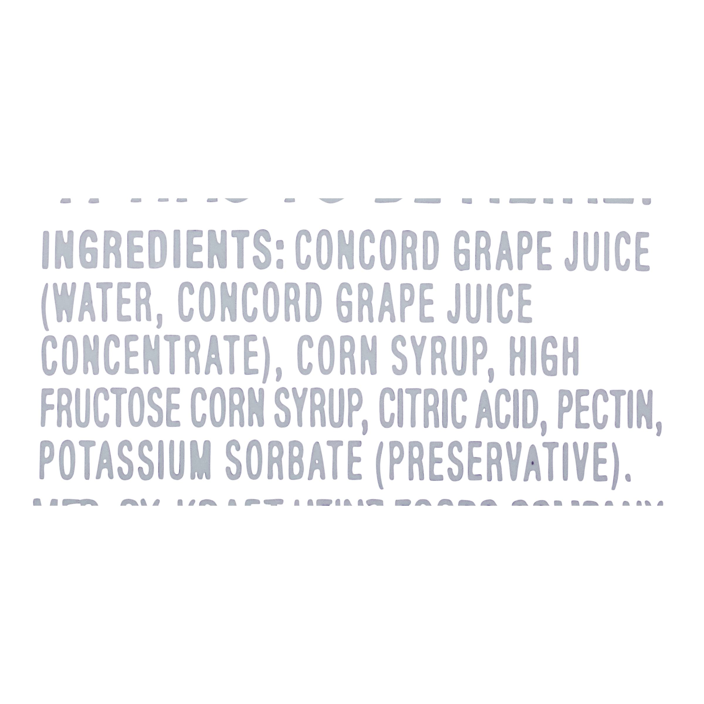 Close-up of Heinz Grape Jelly label showing Concord grape flavor.