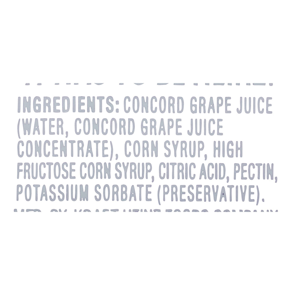 Close-up of Heinz Grape Jelly label showing Concord grape flavor.