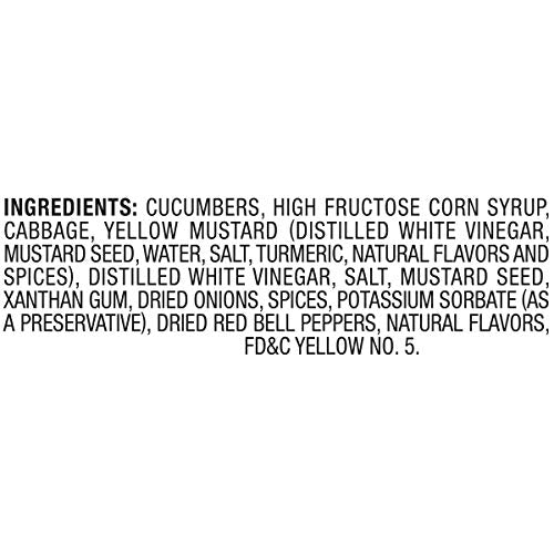 Cucumber and cabbage chunks in Heinz Hot Dog Relish add crisp texture.