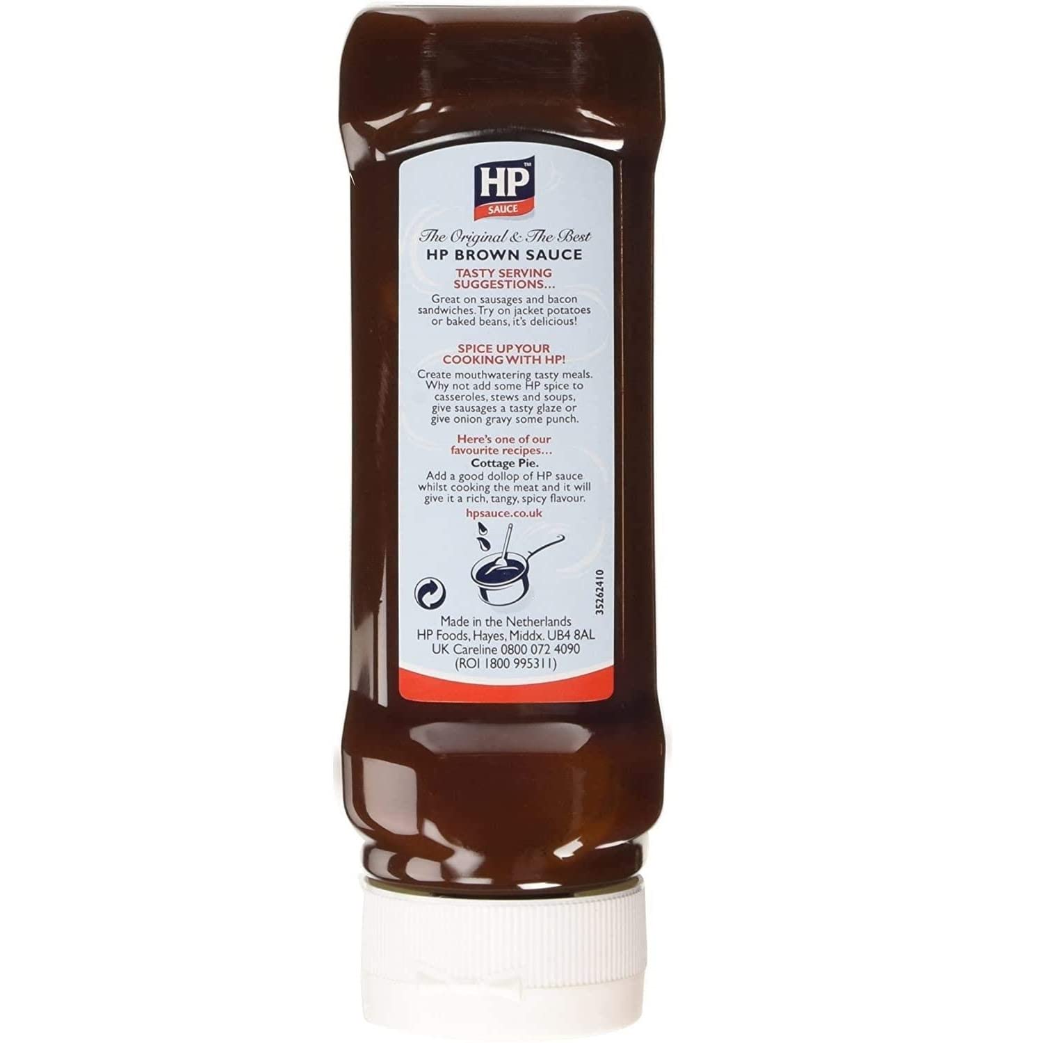 HEINZ HP Sauce Topdown 450g label close-up showing classic packaging and heritage.