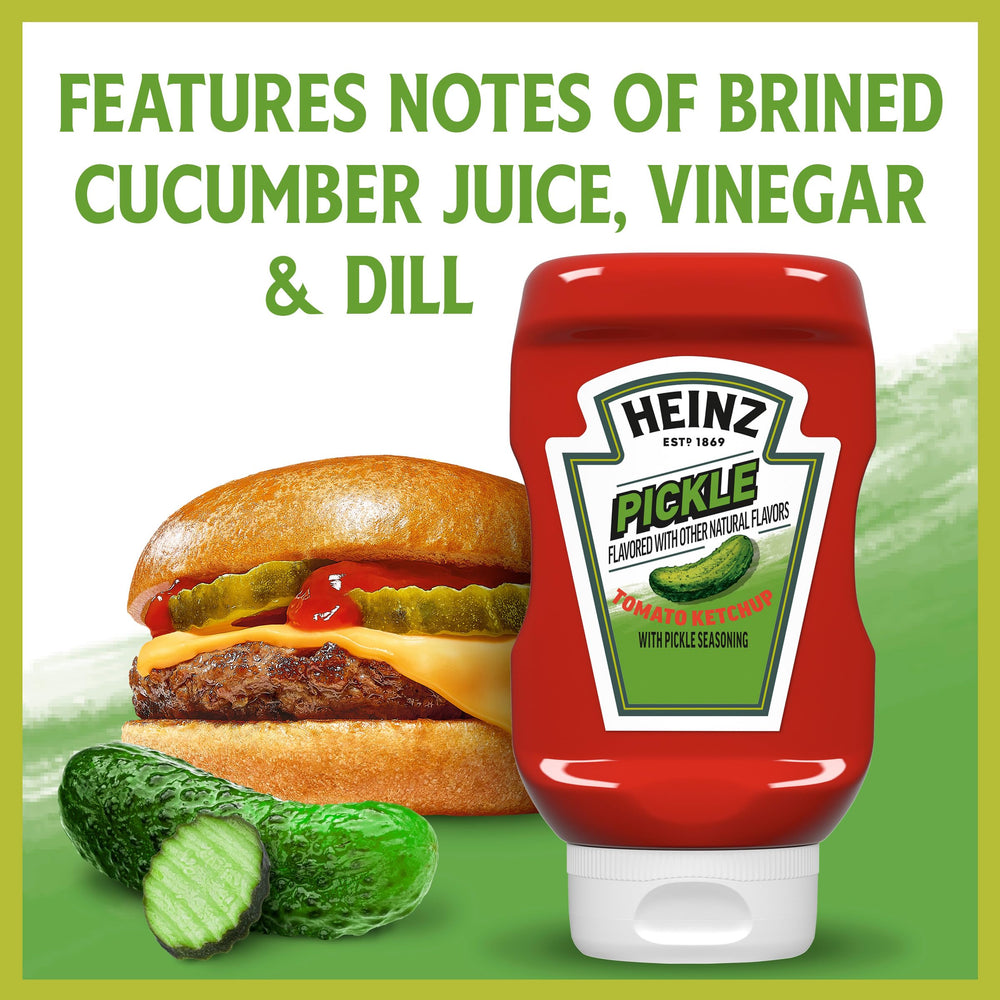 Heinz Pickle notes with cucumber juice splash on plate hints culinary versatility.