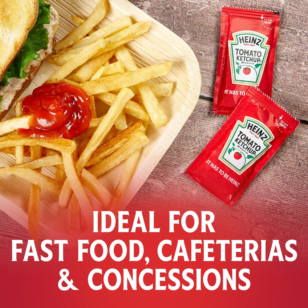 Bulk 750-pack Heinz ketchup packets for fast-service environments