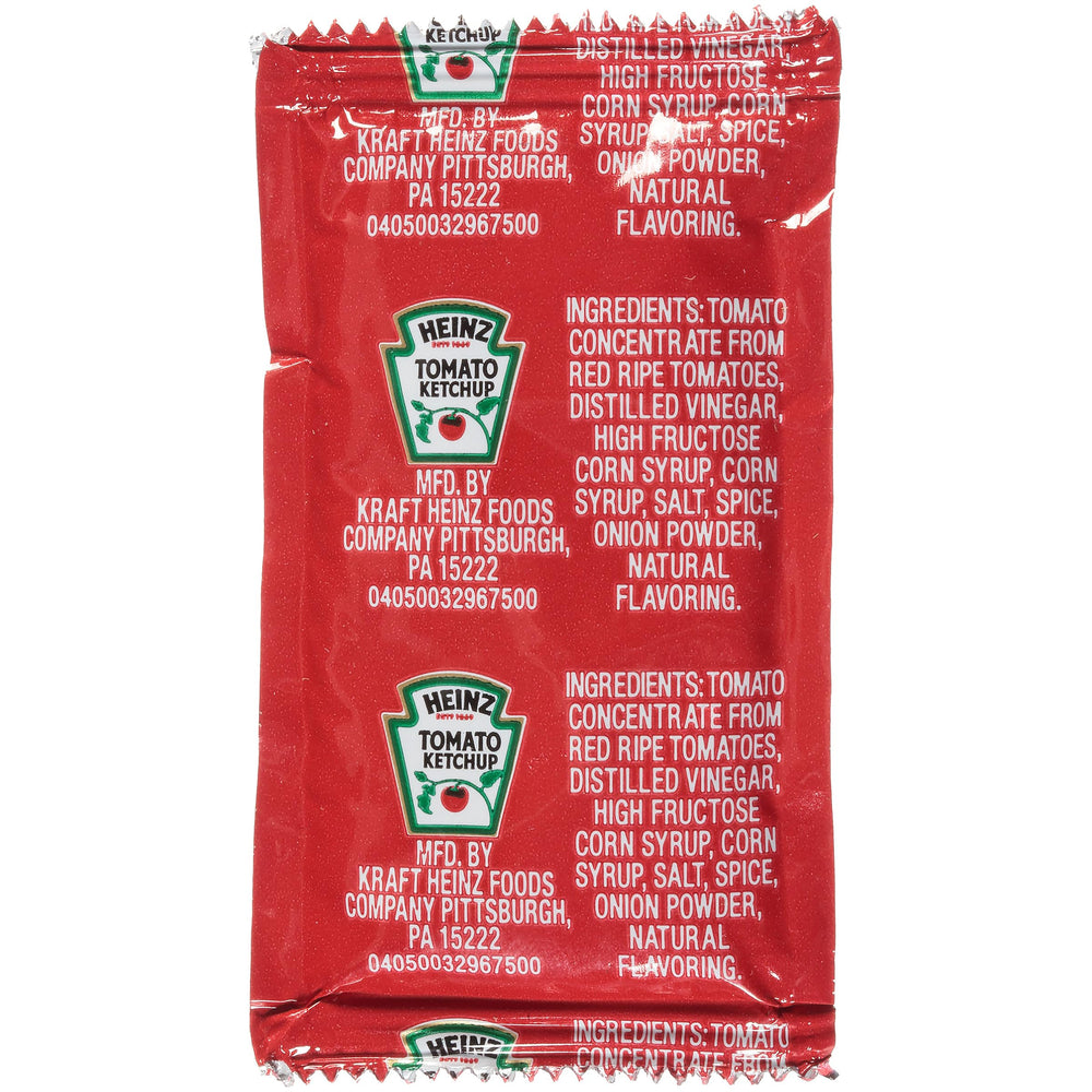 Serving tray with Heinz packets in a cafe setting