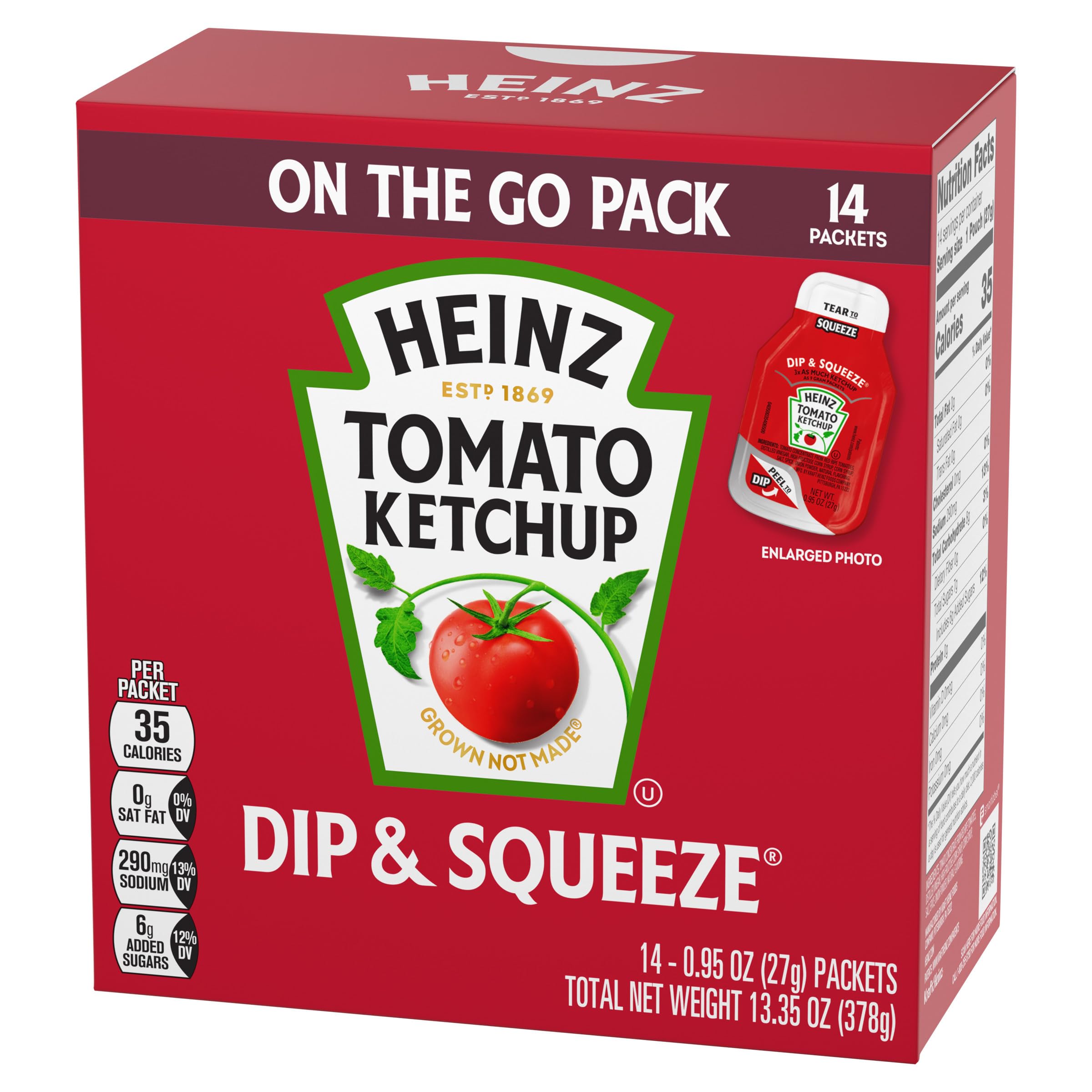 HEINZ ketchup topping burgers and hot dogs for flavor.