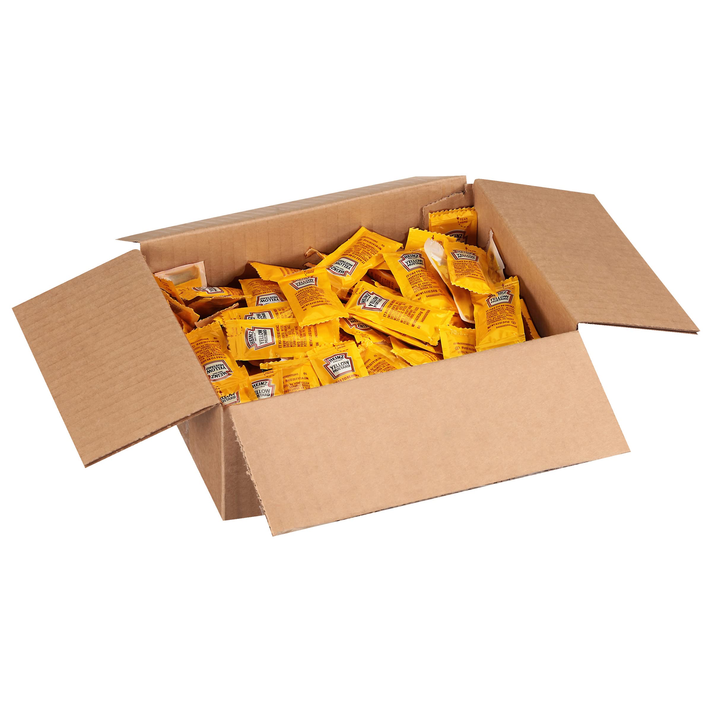 Heinz kosher mild yellow mustard single-serve packet for kosher kitchens.