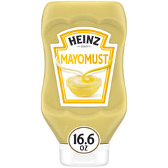 Heinz Mayomust bottle close-up, convenient all-in-one condiment