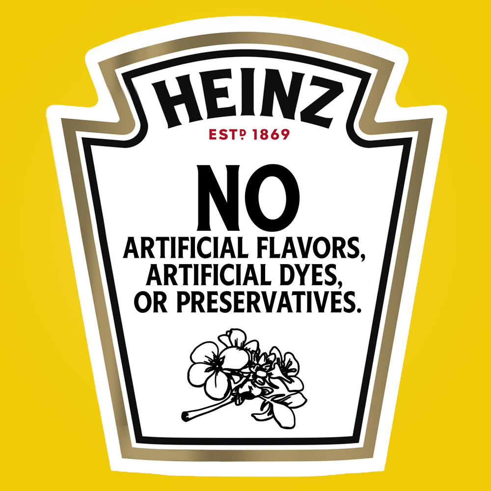 Heinz mustard packet paired with fries for easy dipping.