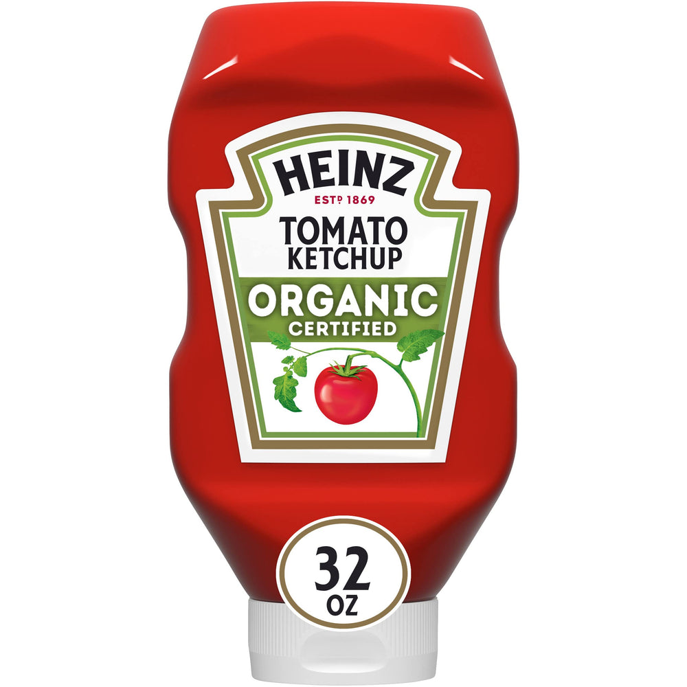 HEINZ Organic Tomato Ketchup 32oz bottle, ideal for family meals.