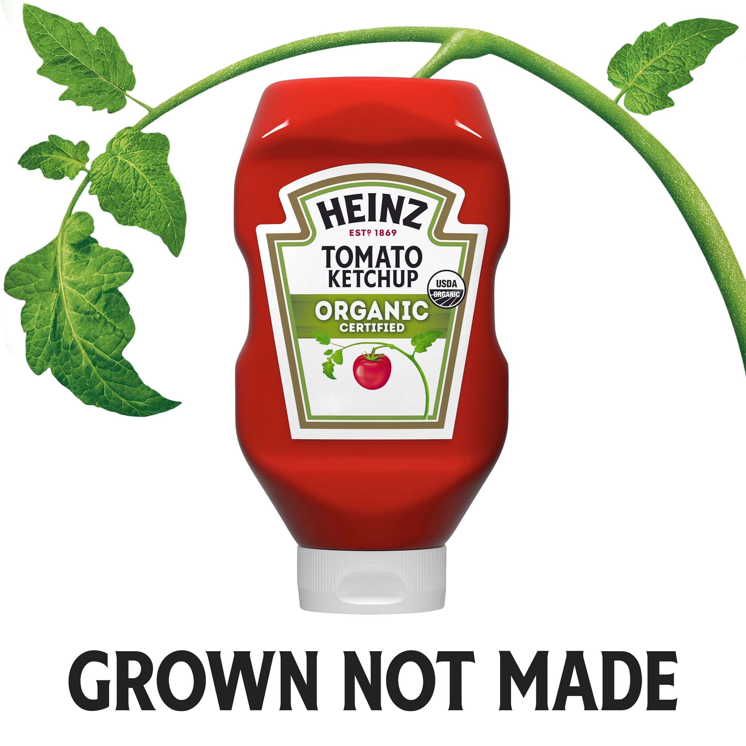 HEINZ Organic Tomato Ketchup topping for hot dogs and more.