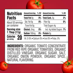 HEINZ Organic Tomato Ketchup upside-down bottle for easy dispensing.