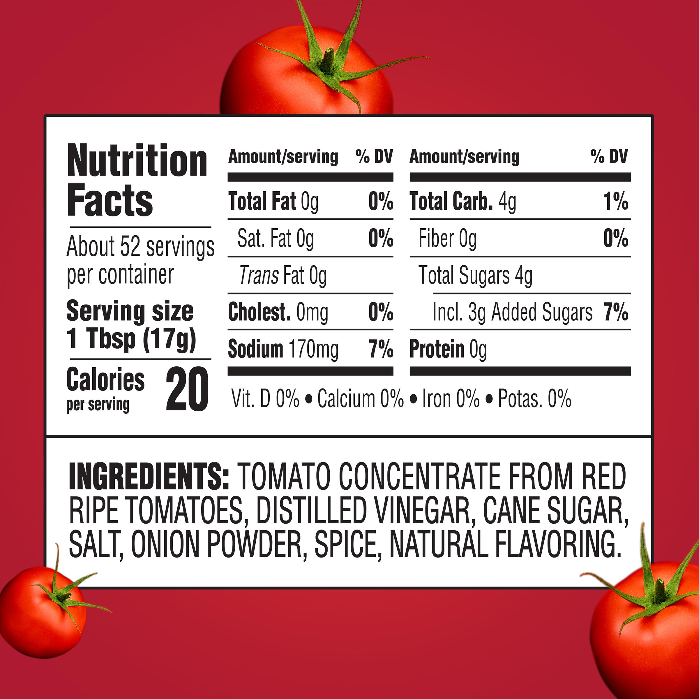 Closeup of Heinz Simply Tomato Ketchup label showing no artificial sweeteners