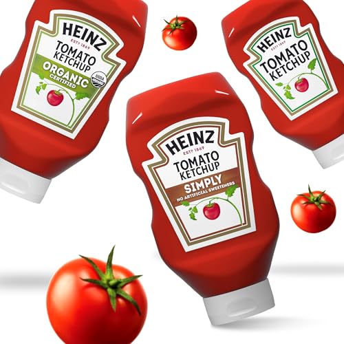 Refrigerated Heinz Simply Tomato Ketchup bottle stored after opening