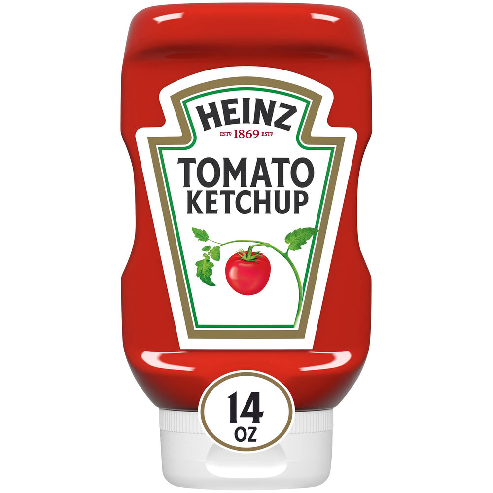 Heinz Tomato Ketchup 14 oz bottle ready for burgers and fries.
