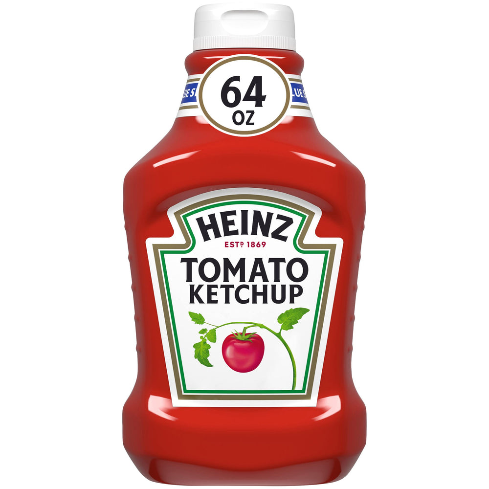 Heinz Tomato Ketchup 64oz bottle front view for family meals and gatherings.