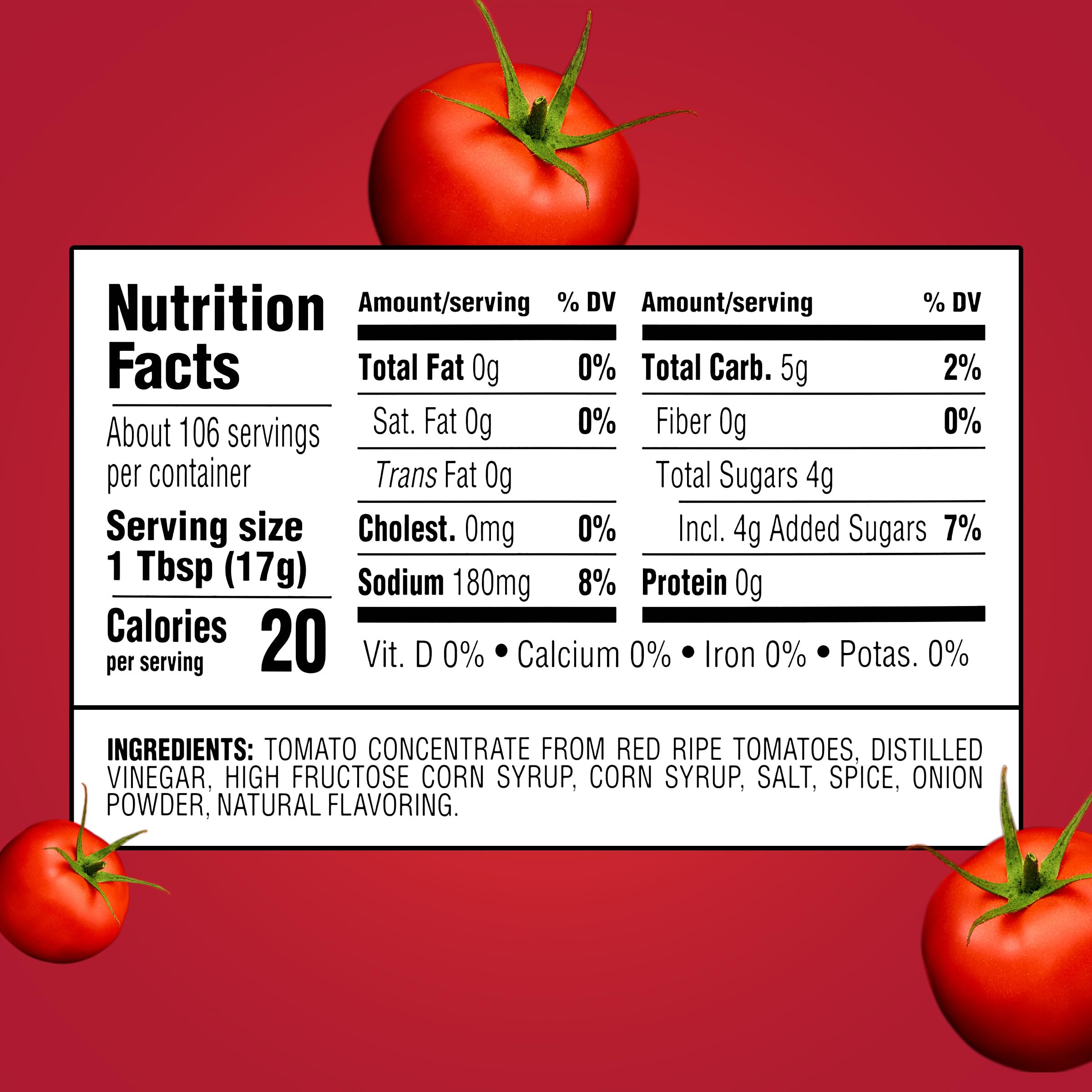 Heinz Tomato Ketchup 64oz bottle side angle showing size and cap.