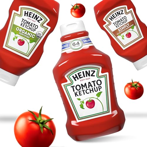 Outdoor cookout scene featuring Heinz Tomato Ketchup 64oz bottle for sharing.
