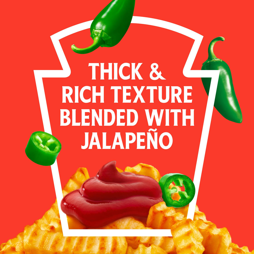 Heinz Jalapeño Ketchup on eggs showing breakfast versatility with spicy flair.