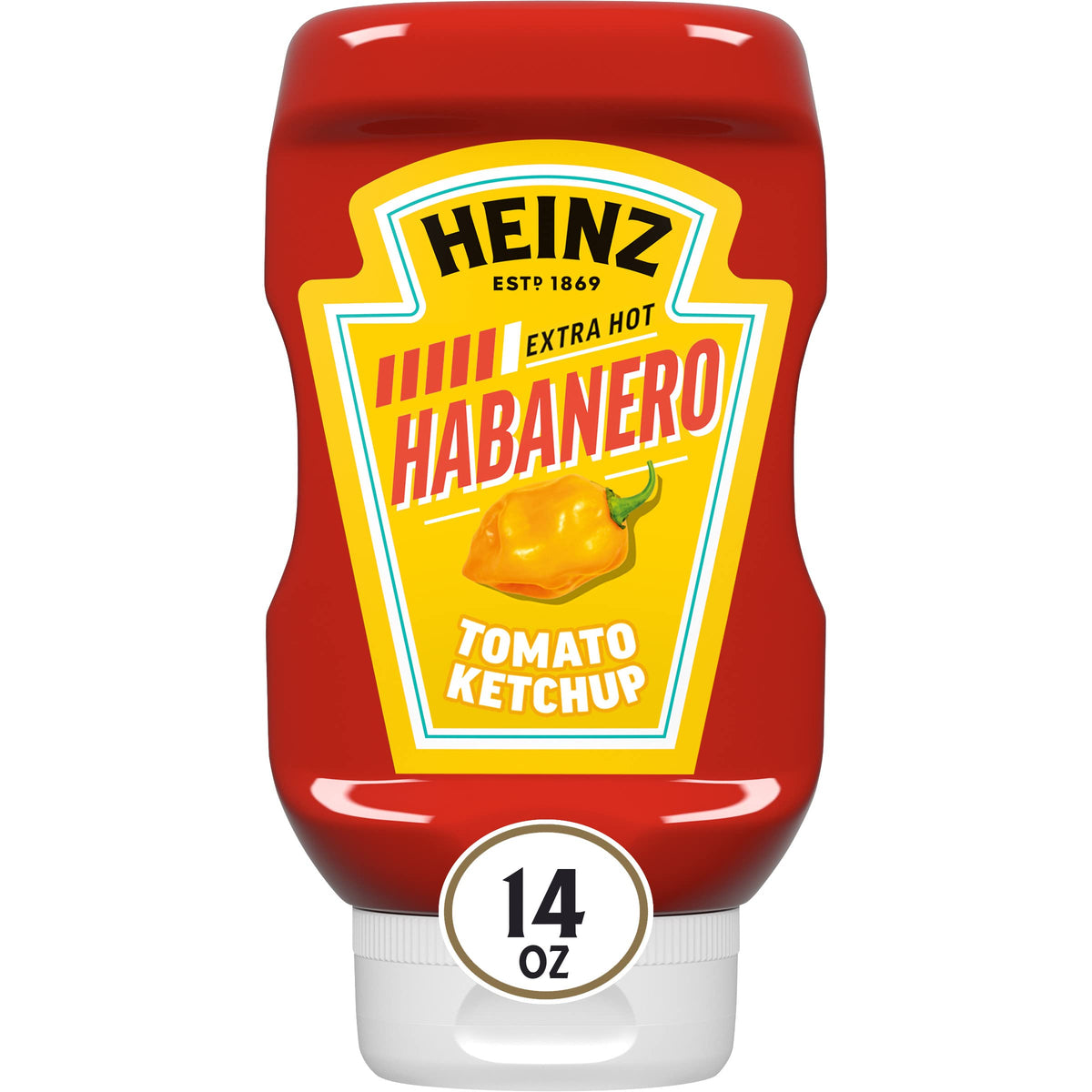 Heinz Tomato Ketchup Blended with Habanero being poured onto a juicy burger.