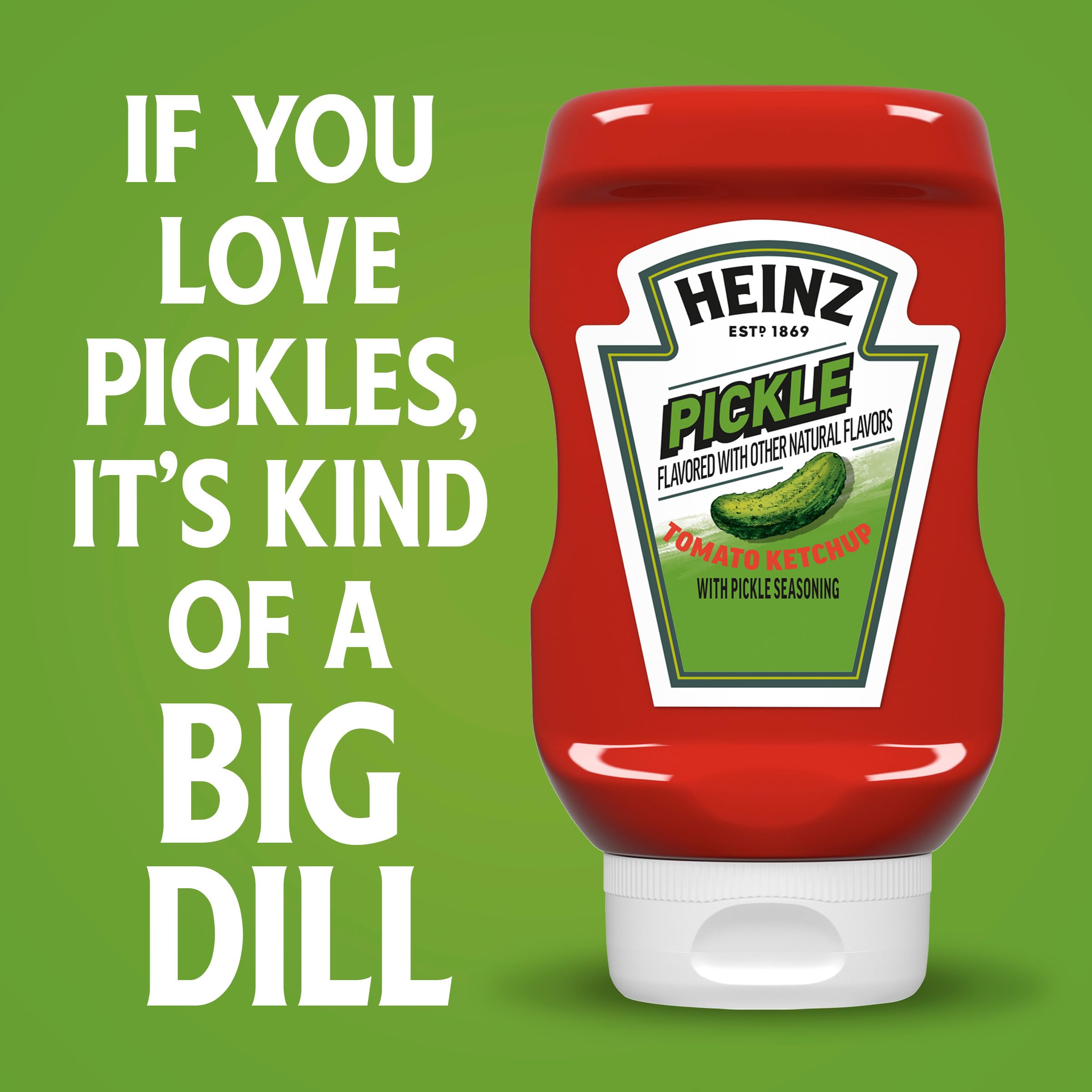 Heinz Tomato Ketchup with Pickle Seasoning fridge-ready packaging.