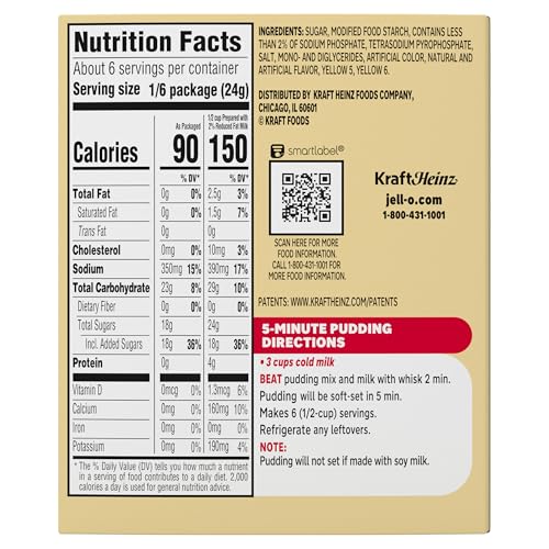 Nutrition label highlights calcium in HEINZ Jell-O Vanilla Pudding