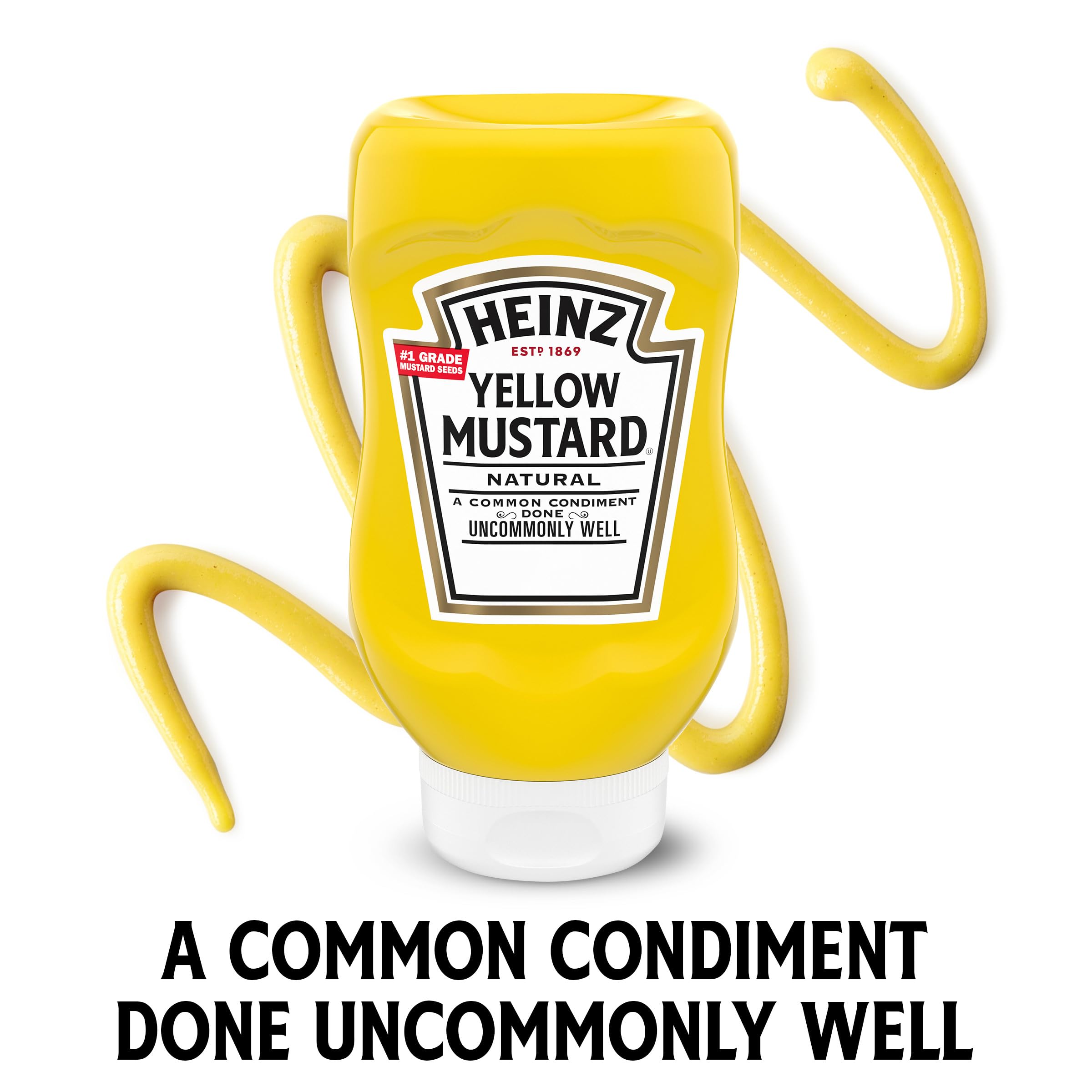 HEINZ Yellow Mustard with #1 grade mustard seeds, premium taste