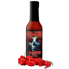 Hellfire Doomed Hot Sauce bottle with bold label ready to ignite flavor
