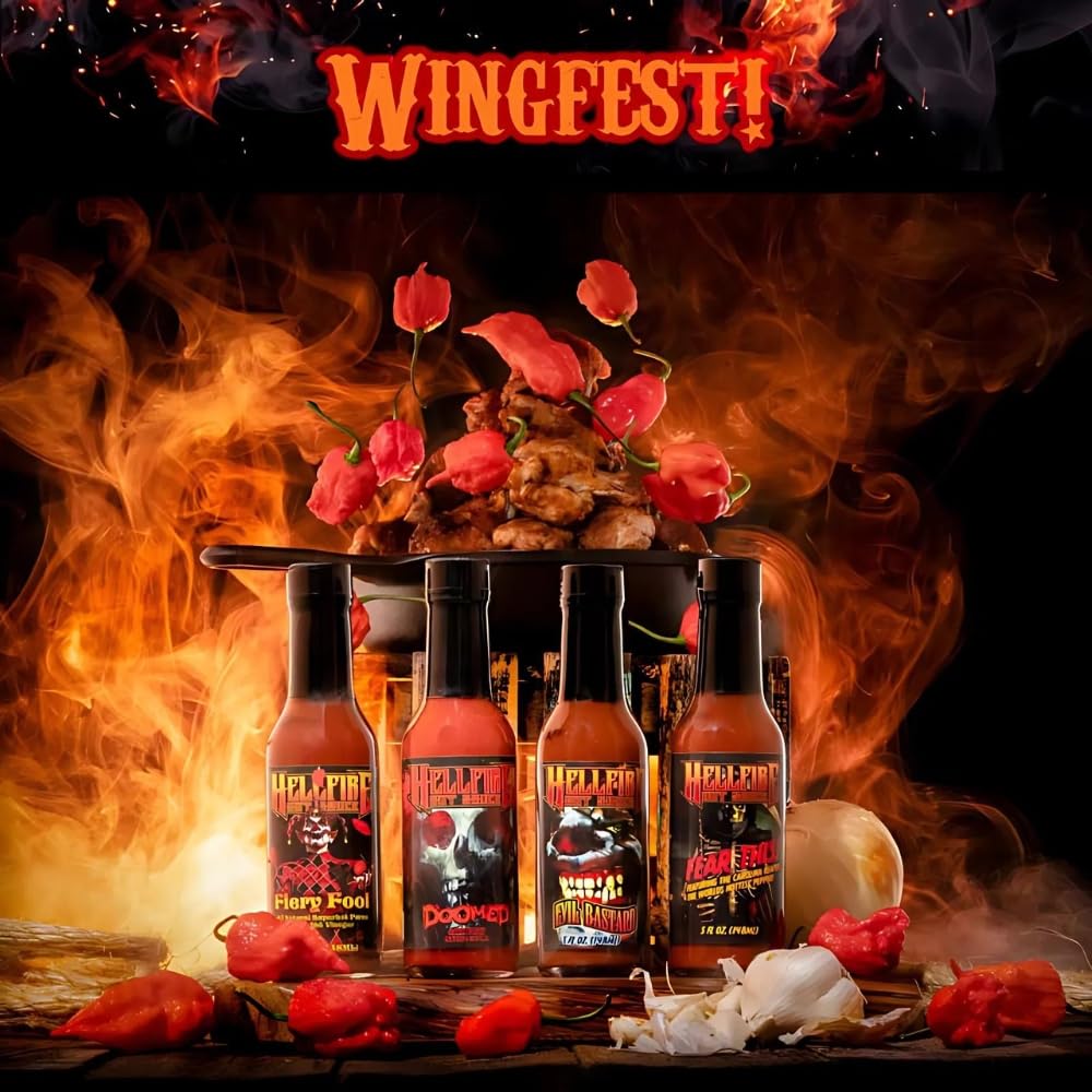 Serving of Hellfire Doomed Hot Sauce reveals intense heat