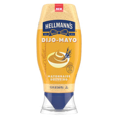 Hellmann’s Dijo-Mayo bottle pour shows creamy texture for dipping.