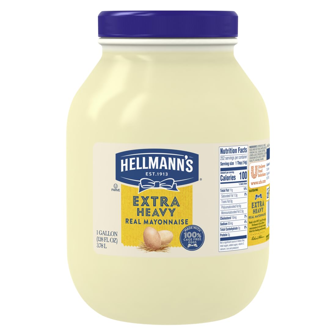 Hellmann's Extra Heavy Mayonnaise gallon bottle front for bold dressings