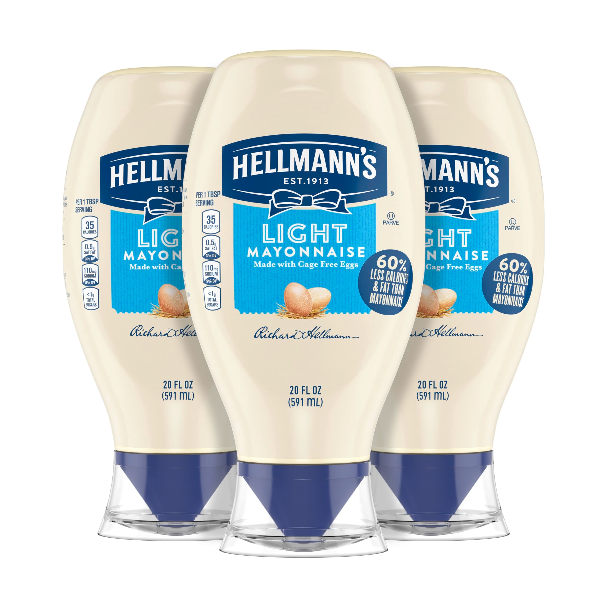 Hellmann's Light Mayonnaise squeeze bottle ready for precise sandwich spreading