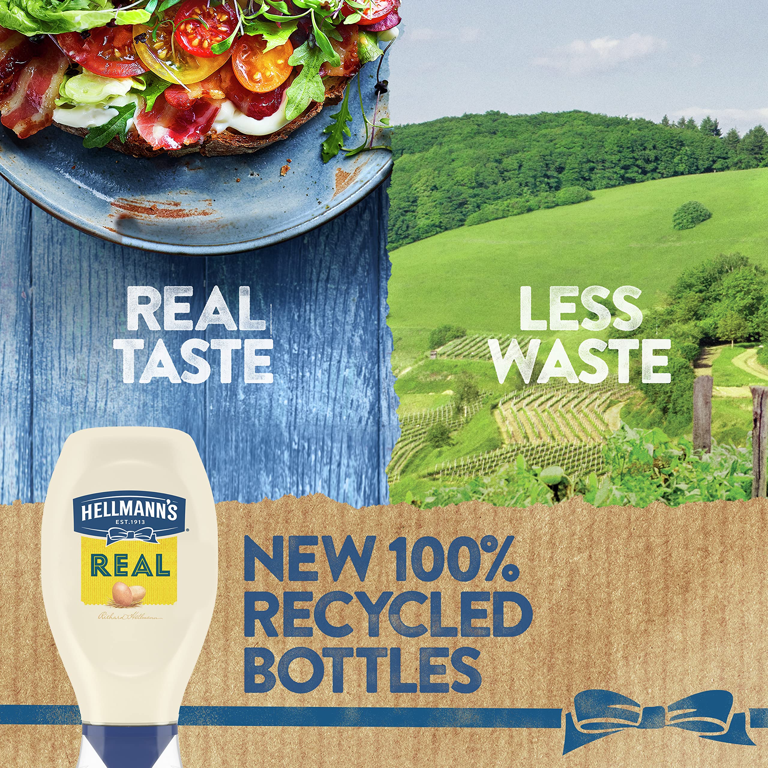 Hellmann's Real Mayonnaise on a burger topping for creamy texture.