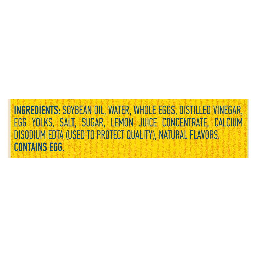 Hellmann's Real Mayonnaise cage-free eggs label indicating responsible sourcing.