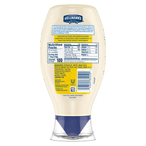 Hellmann's Real Mayonnaise close-up ingredients show real eggs and oil.