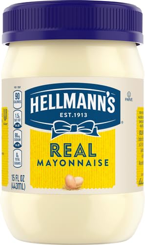 Gluten-free label visible on Hellmann’s Real Mayonnaise jar