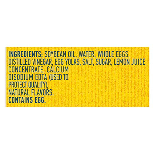 Hellmann's Real Mayonnaise squeeze bottle front label highlighting gluten-free, cage-free eggs.
