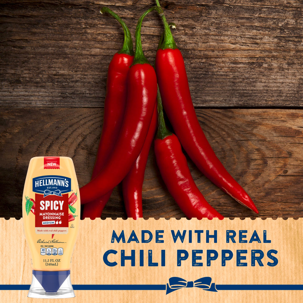 Hellmann's Spicy Mayonnaise Dressing ingredients feature real chili peppers for bold flavor