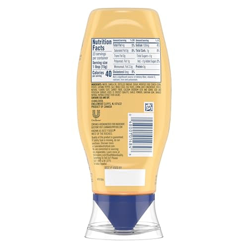 Hellmann's Spicy Mayonnaise Dressing label detail highlights 100% cage-free eggs and real ingredients