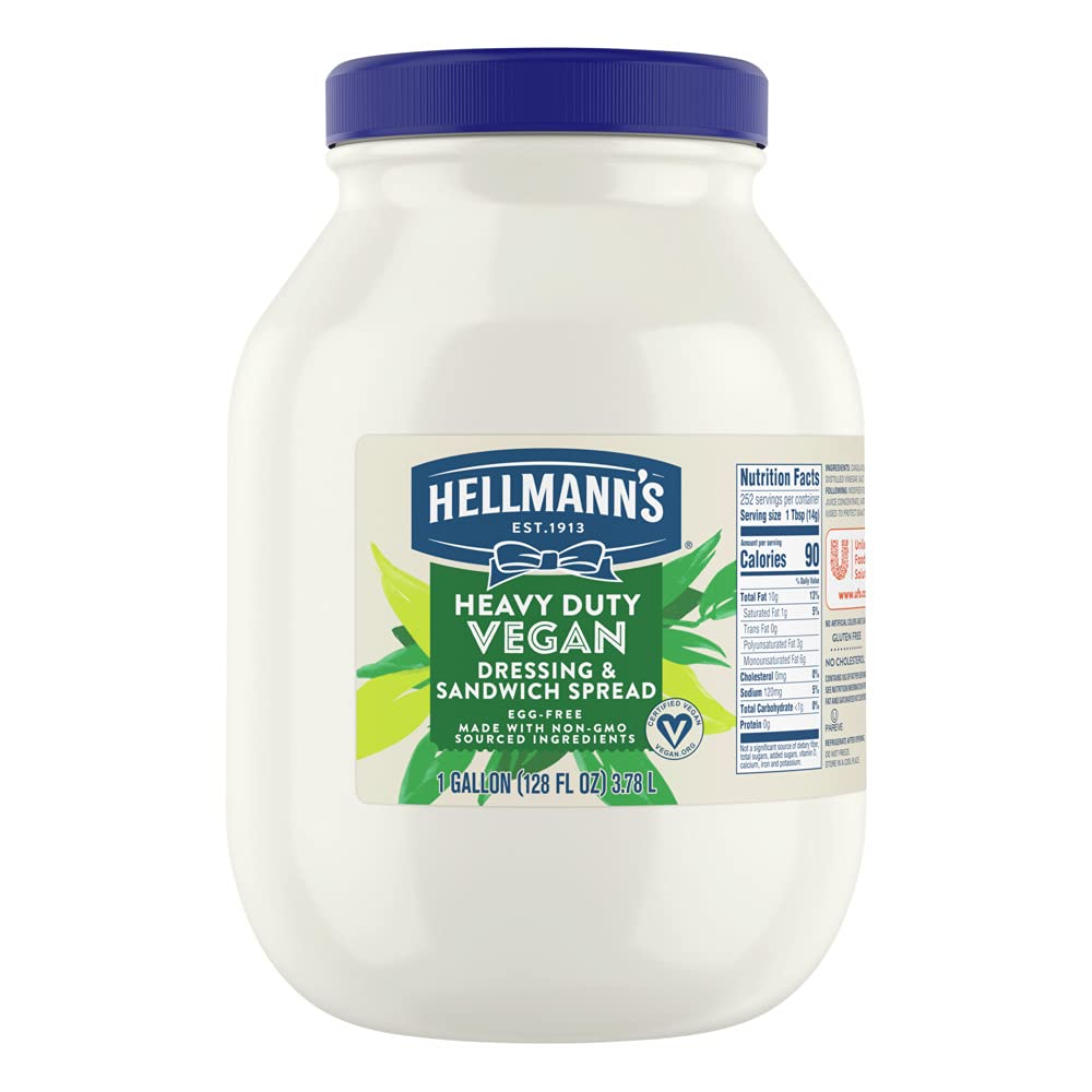 Hellmann's vegan mayo jar front, egg-free option for sandwiches