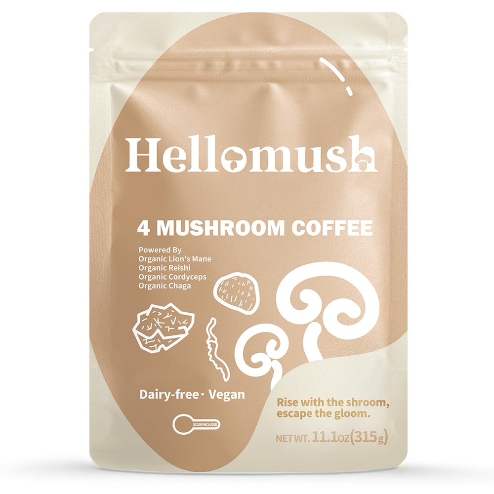 Hellomush bottle pour shows the rich aroma of organic mushroom coffee.
