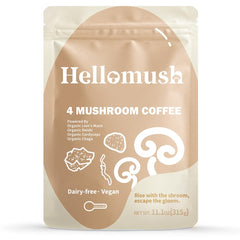 Hellomush bottle pour shows the rich aroma of organic mushroom coffee.