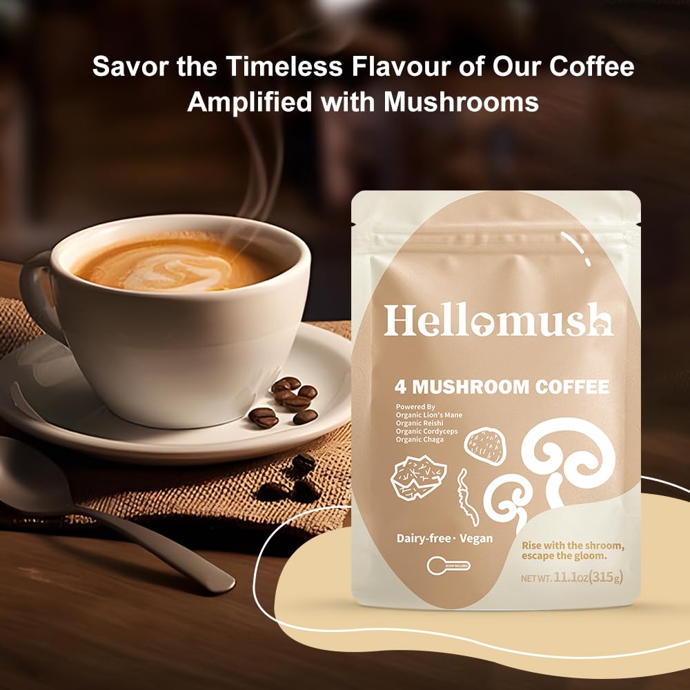 Hellomush Lions Mane close-up highlights premium mushroom pieces.