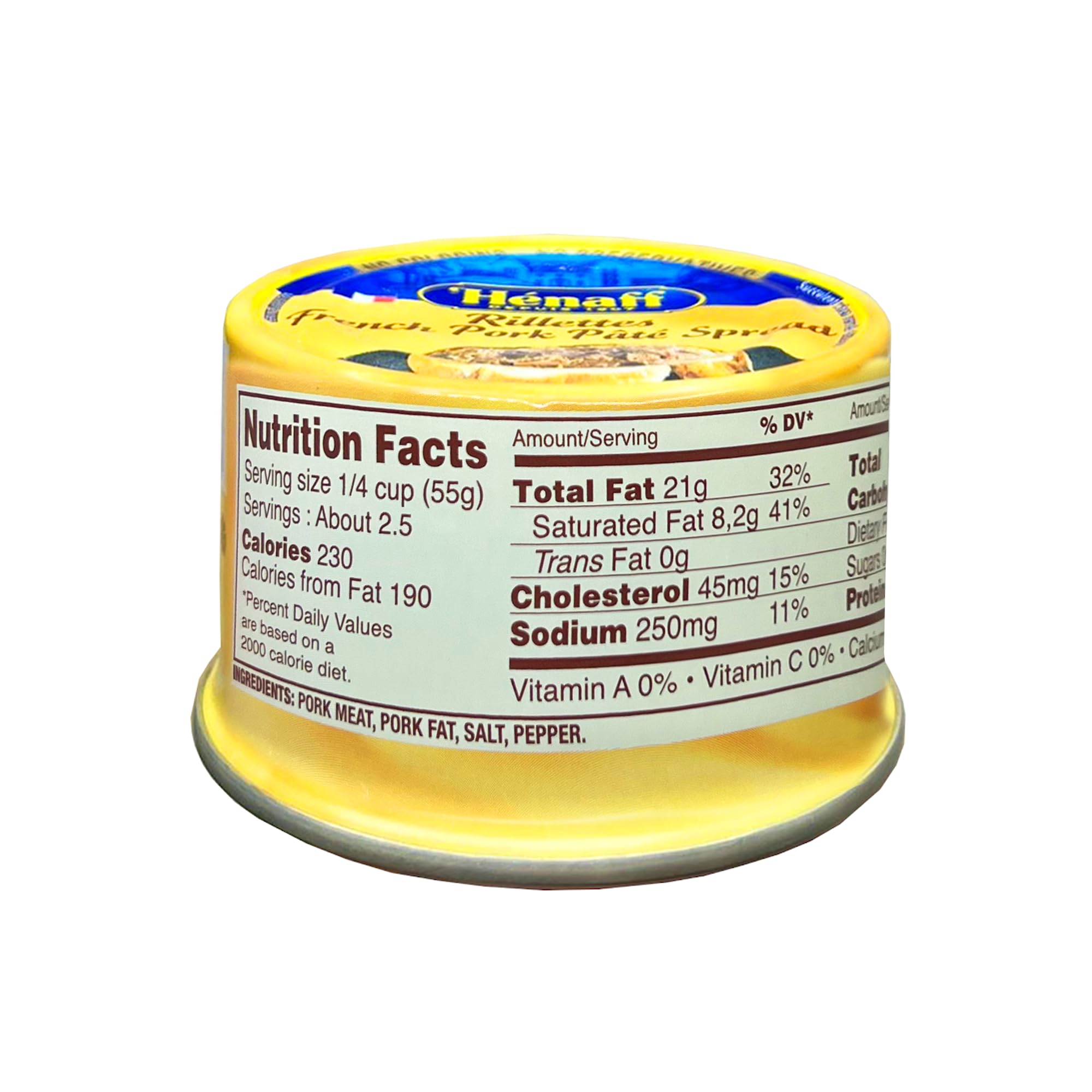 Hénaff French pork pâté spread pack 3 close-up texture showing shredded pork