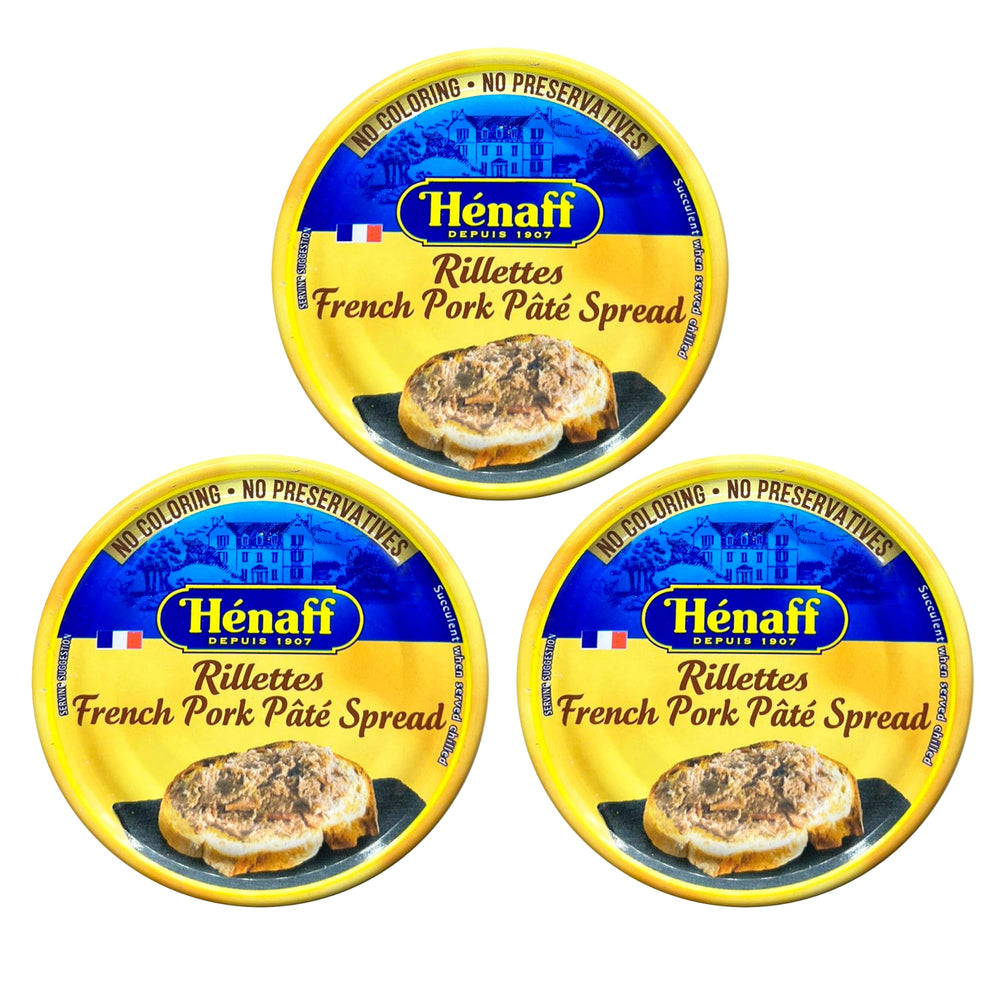 Hénaff pork pâté spread served on bread as a quick snack