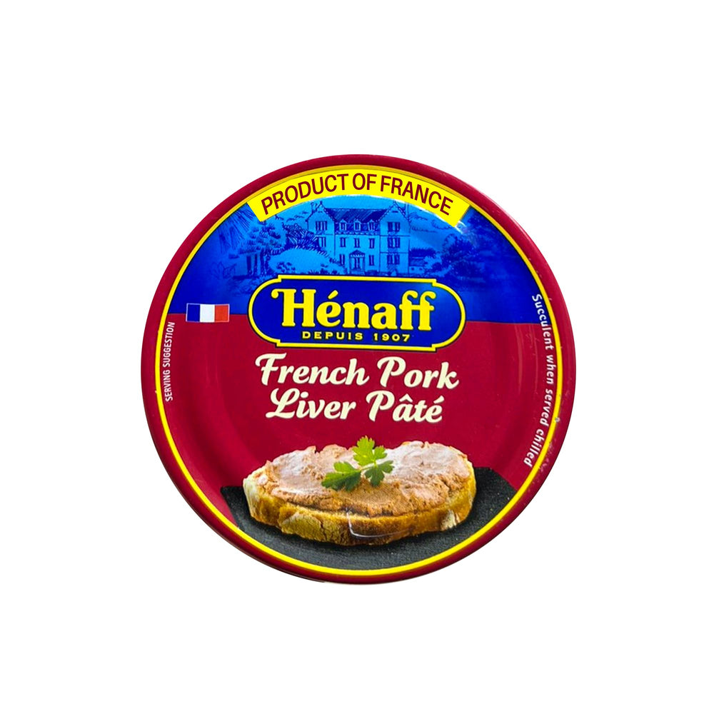 Hénaff pork liver pâté spread on toast for a quick snack.